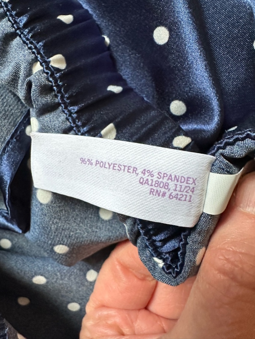 Lilac & London Navy Blue w/White Polka Dots Satin Pajama Shorts Sz XL - Picture 6 of 6